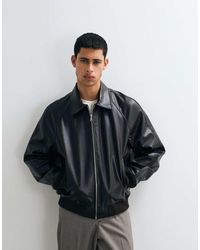 Jack & Jones - Padded Pu Leather Bomber Jacket - Lyst