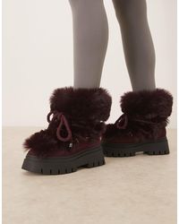 ASOS - Acclaim Shearling Lace Up Snow Boots - Lyst