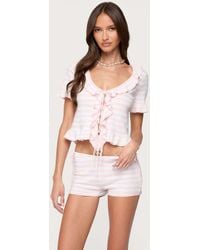 Edikted - Janelle Striped Knit Tie Front Top - Lyst