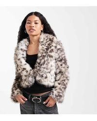 New Look - Shawl Faux Fur Coat - Lyst