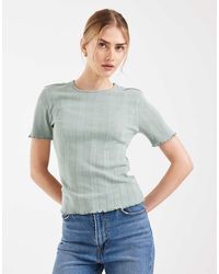 ONLY - Pointelle Lettuce Edge Top - Lyst