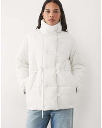 Threadbare - Mid Length Puffer Coat With Funnel Neck And Tie Waist Detail - Lyst