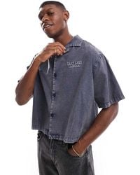 ASOS - Camisa De Corte Cuadrado Extragrande Con Lavado, Solapas Y Bordado A Tono En El Pecho De - Lyst
