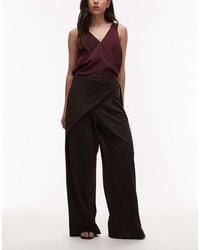 ASOS - Slinky Twill Tailored Wide Leg Trouser With Skirt Wrap Detail - Lyst