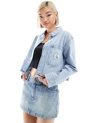 Calvin Klein - Camicia giacca di jeans squadrata lavaggio chiaro - Lyst