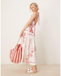 ASOS - Robe longueur mollet à encolure carrée et bordure en corde - fleuri - Lyst
