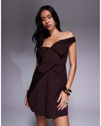 ASOS - Scuba Manipulated Fold Over Bandeau Mini Dress With Boxy Pleat Skirt - Lyst