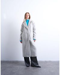 TOPSHOP - Brushed Unlined Dropped Shoulder Clean Chuck On Coat With Wool - Lyst