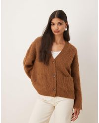 ASOS - Knitted Brushed Boxy Pocket Cardigan - Lyst