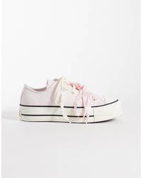 Converse - Chuck taylor all star lift ox - baskets à plateforme en satin avec lacets en ruban - clair - Lyst