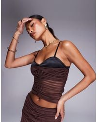 ASOS - – camisole-oberteil aus gerafftem mesh - Lyst