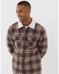 Threadbare - Cotton Flannel Shacket With Sherpa Collar & Lining - Lyst