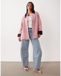 Nobody's Child - Freddie Cord Contrast Collar Turn-up Cuff Detail Barn Coat - Lyst