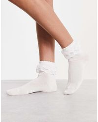 Pieces - Exclusivité - puma - chaussettes à bordure volantée - Lyst