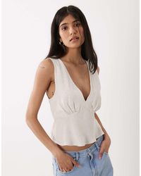 ASOS - Linen Blend Halter Top - Lyst