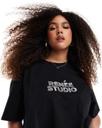Renee Studio - Plus X Michelle Nayla Exclusive Sequin Logo Oversized T-shirt - Lyst