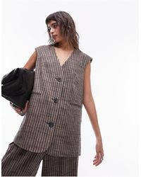 TOPSHOP - Co-ord Stripe Linen Oversized Waistcoat - Lyst