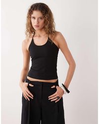 Weekday - Canotta Nera Allacciata Al Collo Con Scollo Rotondo - Lyst