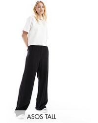 ASOS - Asos Design Tall High Waist Seam Detail Trousers With Linen - Lyst
