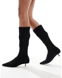 ASOS - Certain Extreme Mini Kitten Heel Sock Knee Boots - Lyst