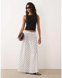 Jdy - Gonna Lunga A Pieghe Bianca A Pois - Lyst