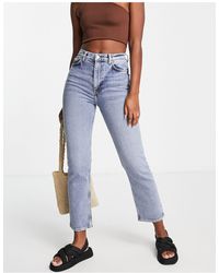 & Other Stories Favourite Cotton Straight Leg Mid Rise Cropped Jeans - Blue