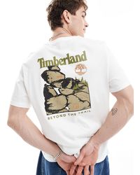 Timberland - T-shirt oversize bianca con stampa grande di rocce sul retro - Lyst