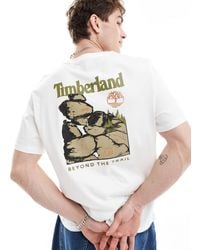 Timberland - Camiseta blanca extragrande con estampado grande - Lyst