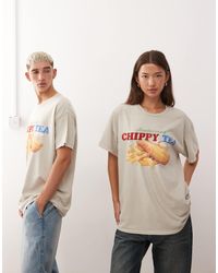 Reclaimed (vintage) - T-shirt unisexe oversize avec imprimé graphique - taupe - Lyst