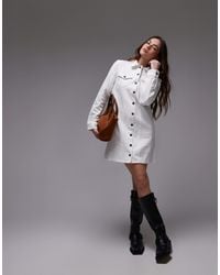TOPSHOP - Denim Loose Fit Long Sleeve Shirt Dress - Lyst
