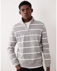 ASOS - Essential Striped Half Zip Sweatshirt - Lyst