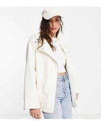 ASOS - Asos Design Petite Longline Oversized Faux Leather Biker Jacket - Lyst