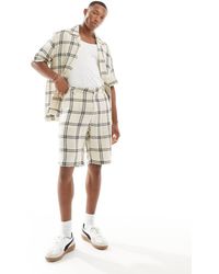 ASOS - Pantalones Cortos Beis A Cuadros De Tejido Texturizado De (Parte De Un Conjunto)-Beis Neutro - Lyst