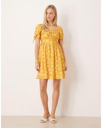 Lovedrobe - Elasticated Square Neck Short Sleeve Mini Dress - Lyst