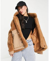 Sixth June - Oversized Sherpa Coat With Contrast Pockets - Lyst