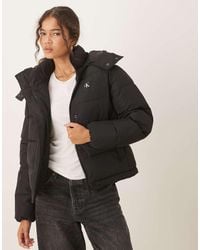 Calvin Klein - Chaqueta Acolchada Corta Negra Básica De - Lyst