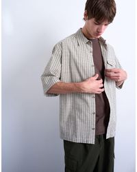 TOPMAN - Relaxed Fit Short Sleeve Textured Check Shirt - Lyst