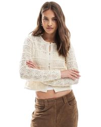 Vero Moda - Cardigan All'Uncinetto Color Crema Con Bottoni Sul Davanti - Lyst