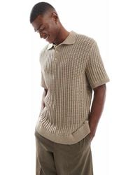 Jack & Jones - Premium Crochet Knitted Polo Shirt - Lyst