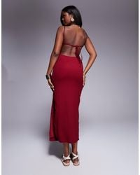 Princess Polly - Textured Scoop Neck Open Tie Back Bodycon Midaxi Dress - Lyst