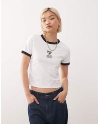 Vans - T-Shirt Bianca Con Profili A Contrasto E Ciliegie - Lyst
