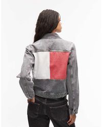 Tommy Hilfiger - Denim Trucker Flag Back Print Jacket - Lyst