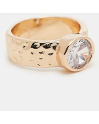 ASOS - Anello Dorato Con Fascia Martellata E Cristallo - Lyst
