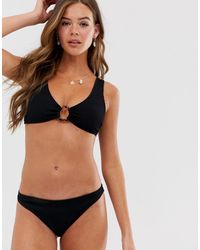 New Look Bikinitop Met Textuur En Ring - Zwart