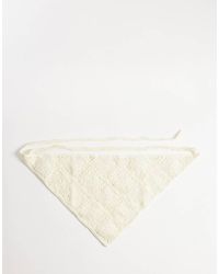Glamorous - Foulard All'Uncinetto Color Crema A Fiori - Lyst