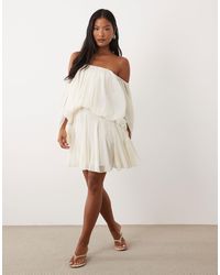 ASOS - Asos Design Petite Blouson Mini Dress With Split Sleeve And Volume Godet Skirt - Lyst
