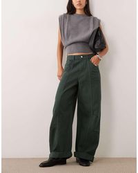 ASOS - Knee Pleat Roll Up Hem Barrel Jean - Lyst