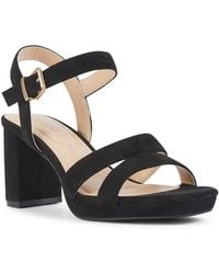 SEQWL - Stylish Round Toe High Block Heel Shoes With Ankle Strap - Lyst
