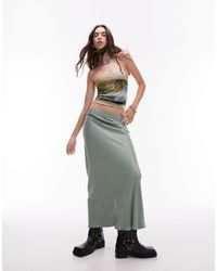 TOPSHOP - Satin Bias Maxi Skirt With Elastic Waist Band - Lyst