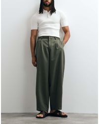 ASOS - Smart Pleated Wide Barrel Leg Pants - Lyst